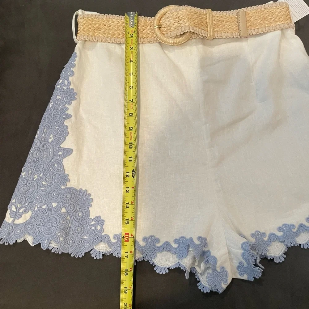 Zimmermann Raie Crochet Trim Linen Shorts SIZE AU 4 ( US 10 to 12) - Picture 7 of 12